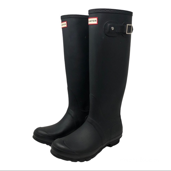 Hunter Women’s Original Tall Rain Black Boots Size 8 - Picture 2 of 13